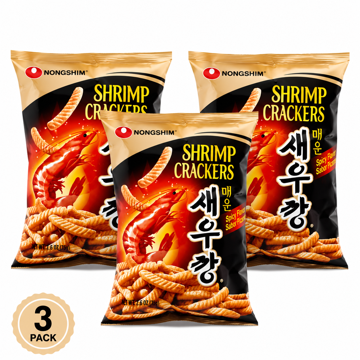 Nongshim Hot & Spicy Shrimp Crackers 3 pack
