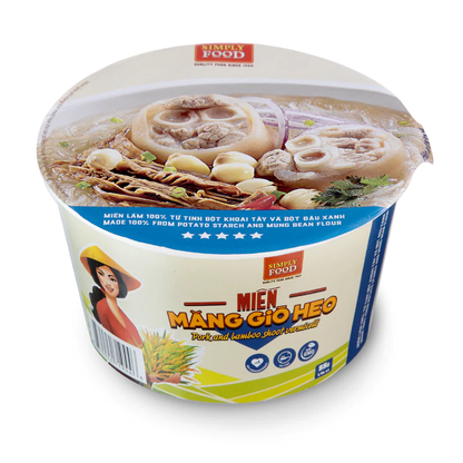 Simply Food Pork and Bamboo Shoot Glass Vermicelli Glass Instant Noodle Bowl