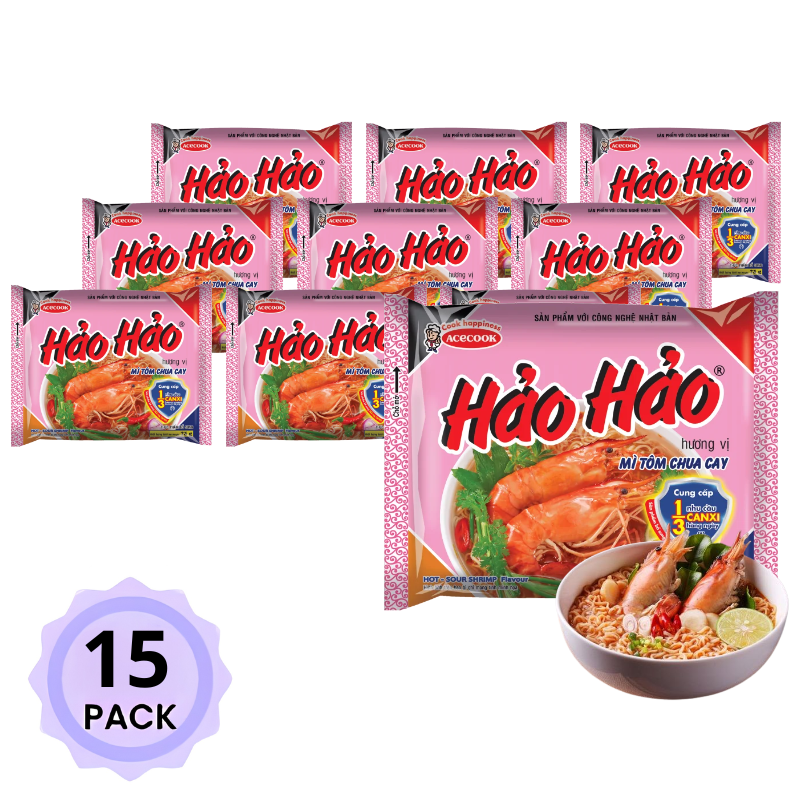 Acecook Hao Hao Mi Tom Chua Cay Instant Noodle 15 packs 75g