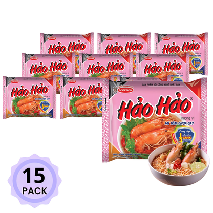 Acecook Hao Hao Mi Tom Chua Cay Instant Noodle 15 packs 75g