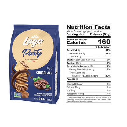 Gastone Lago Party Variety Wafers, 8.82 oz (3-Pack) – Italian Crispy Wafer Cookies with Chocolate, Vanilla & Strawberry Cream Filling, Light & Crunchy Snack
