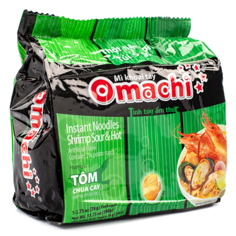 Omachi Hot Shrimp Instant Noodles 5pack  2.75oz