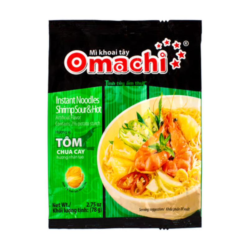 Omachi Hot Shrimp Instant Noodles 5pack  2.75oz