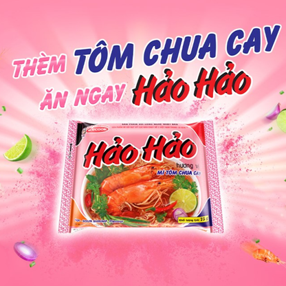 Acecook Hao Hao Mi Tom Chua Cay Instant Noodle 15 packs 75g