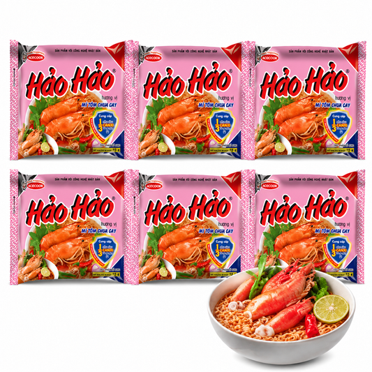 Acecook Hao Hao Mi Tom Chua Cay Instant Noodle Pack 6