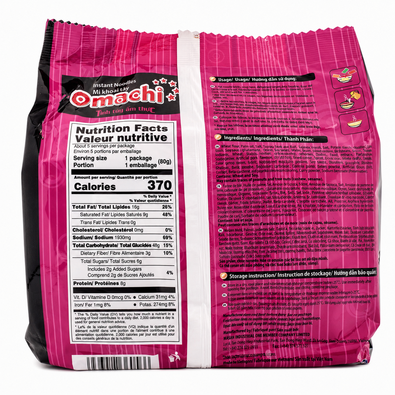 Omachi Instant Potato Noodles Five-Spice Rib Soup Flavor 30 Pack