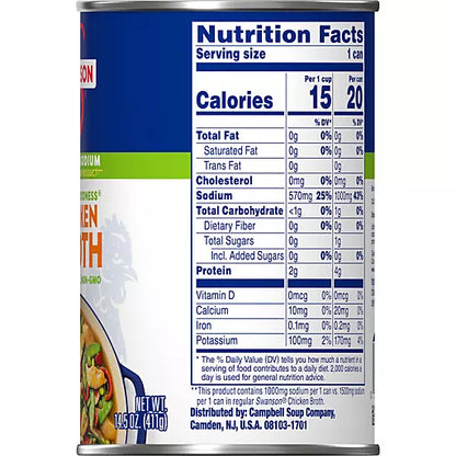 Swanson 100% Natural Chicken Broth 33% Less Sodium 14.5oz